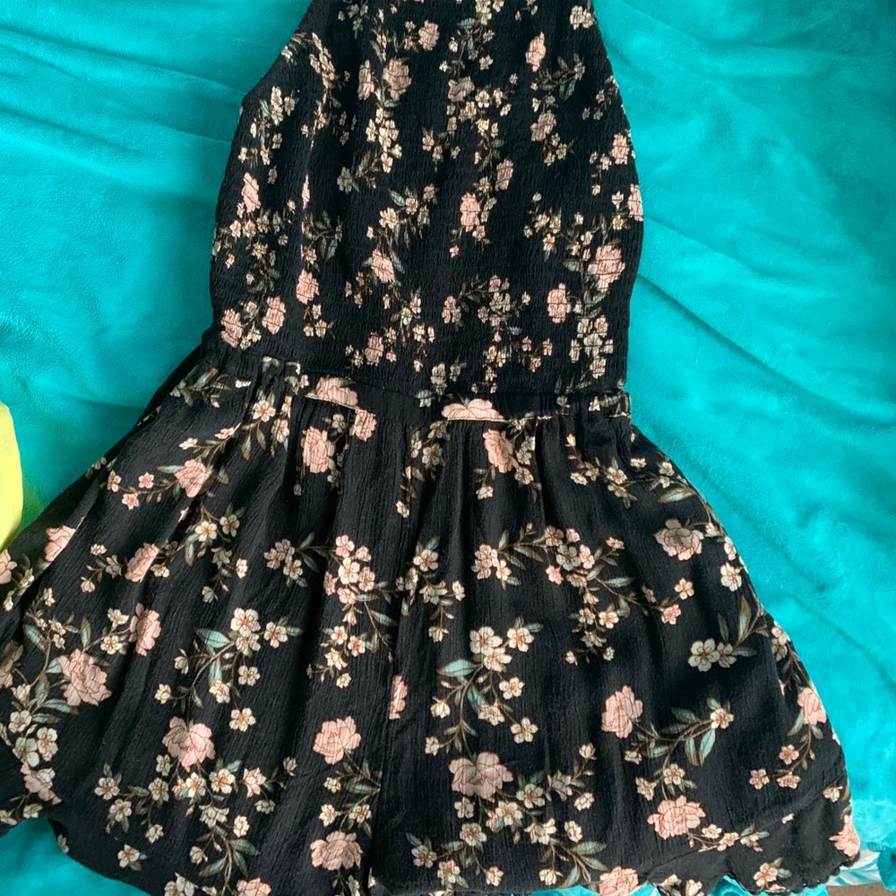 American Eagle Black floral romper